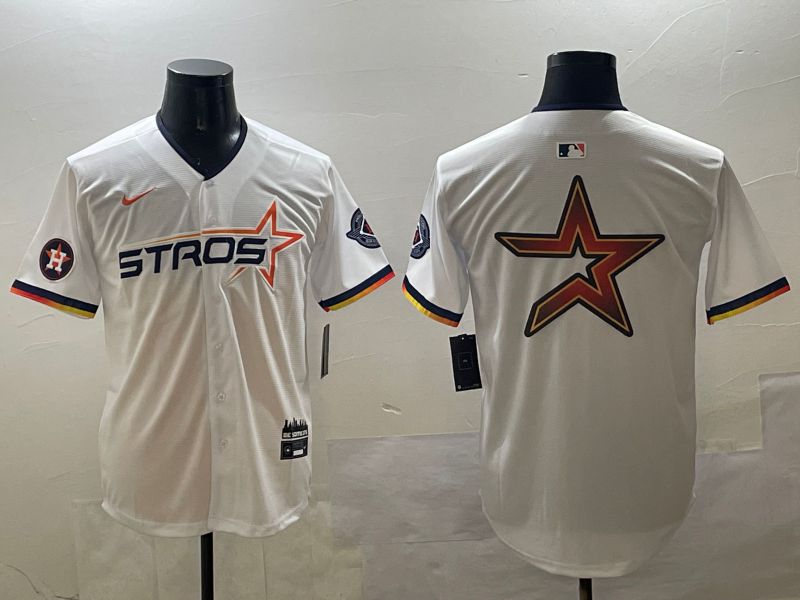 Men Houston Astros Blank White Three generations Joint Name 2025 Nike MLB Jersey style 10->houston astros->MLB Jersey